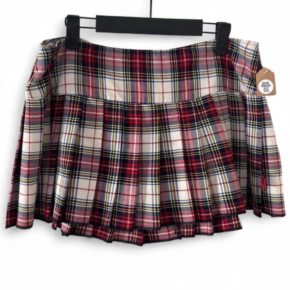 Y2K Tripp NYC Red and Black Low Rise Plaid School Girl Mini Pleated Skirt